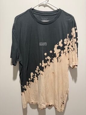 All Saints Black & Beige Bleach-Effect Short-Sleeve Crew T-Shirt